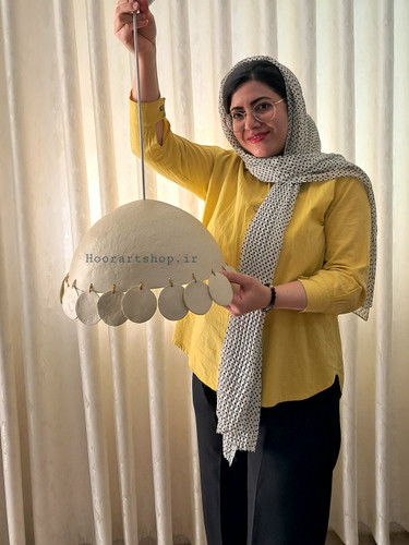 لوستر آویز پاپیه ماشه دستساز مدل صدف