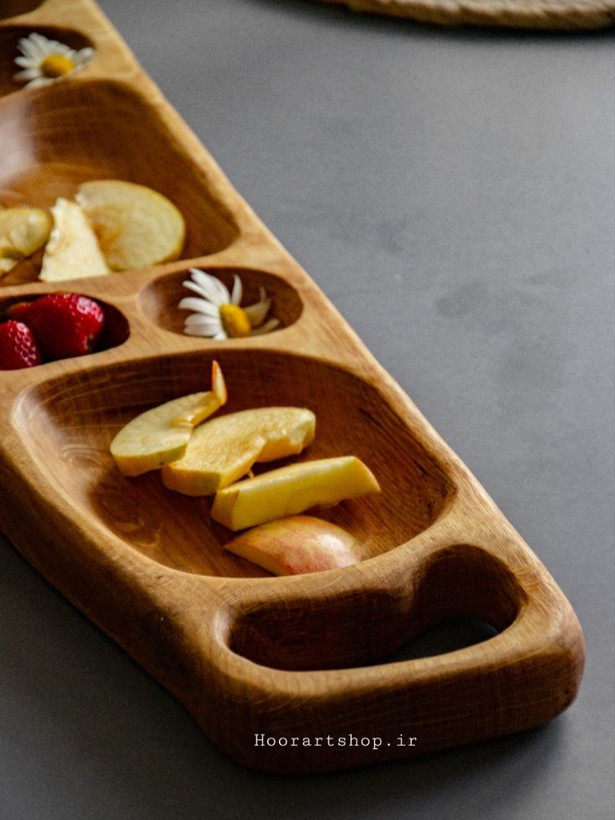 سینی سرو چوبی دستساز چینار با طراحی ارگانیک