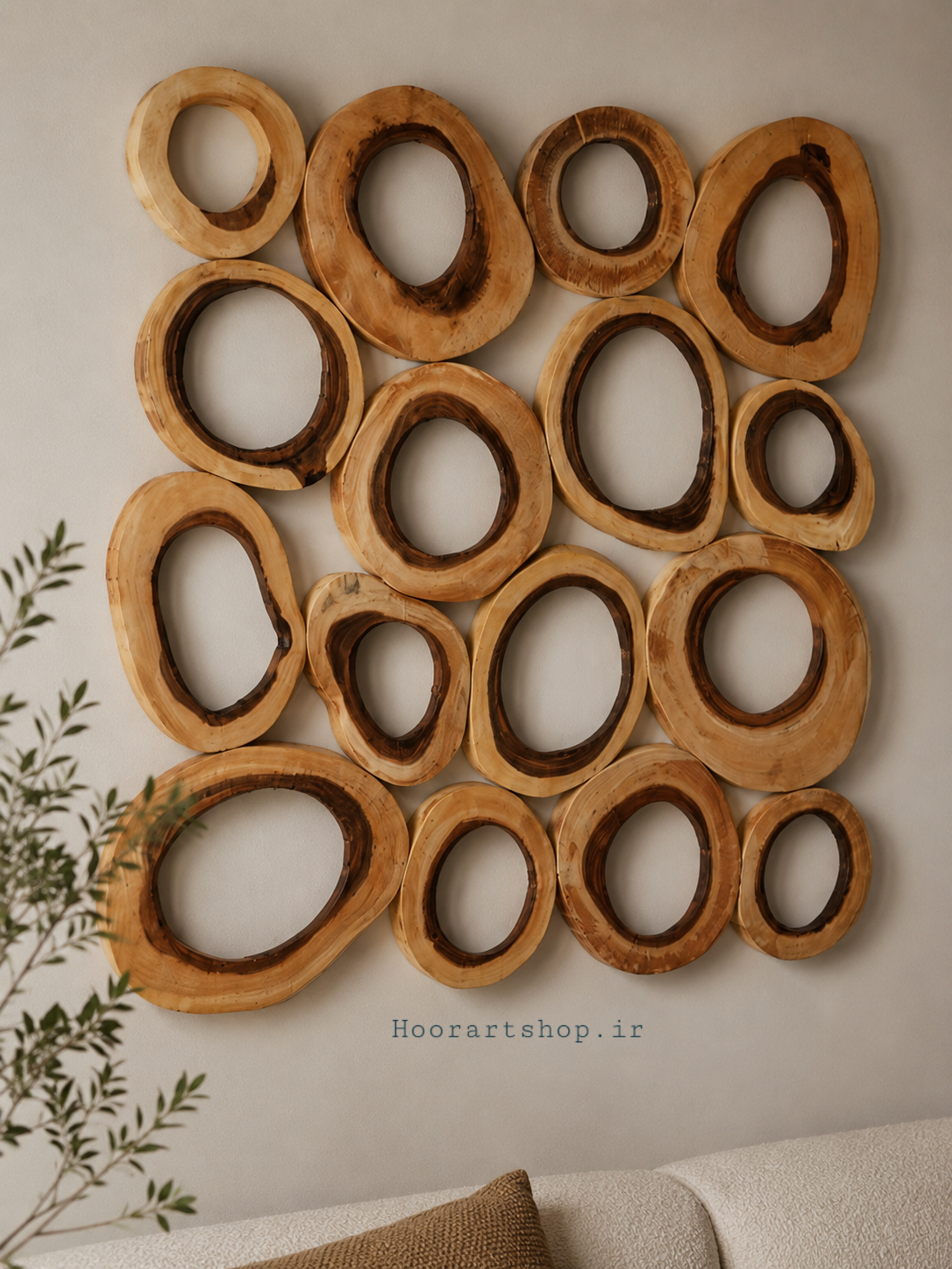 دیوارکوب دکوراتیو چوبی با طراحی ارگانیک
