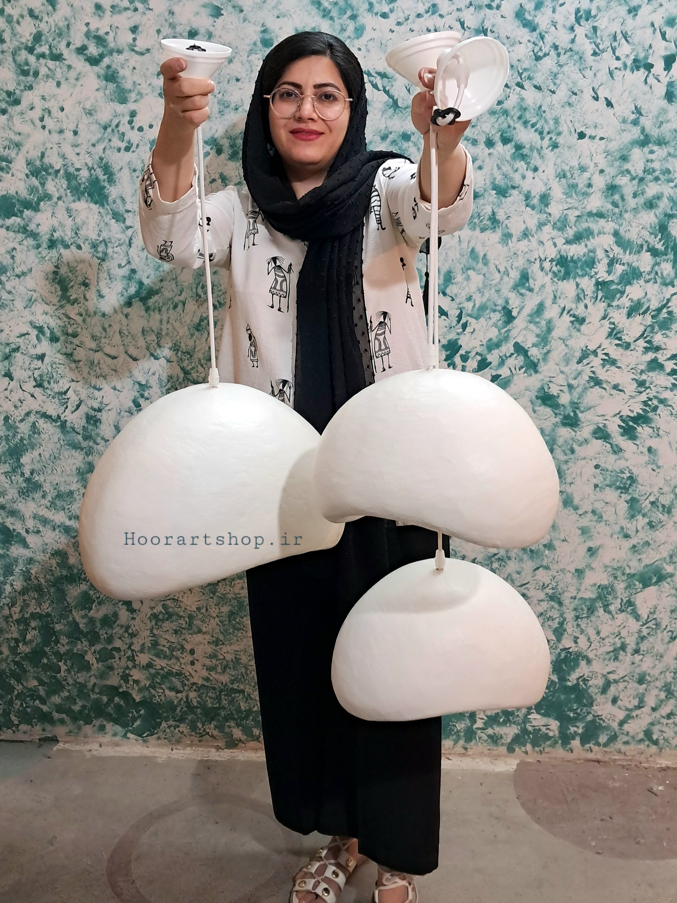 مجموعه سه‌تایی لوستر پاپیه ماشه ابران.