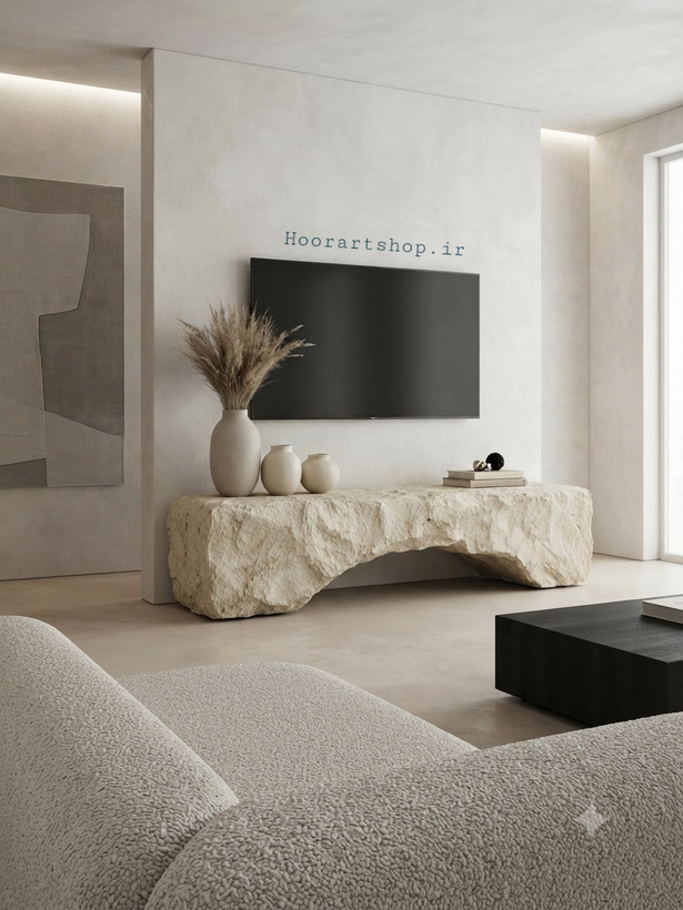 میز TV دستساز صخره با بافت طبیعی پاپیه ماشه